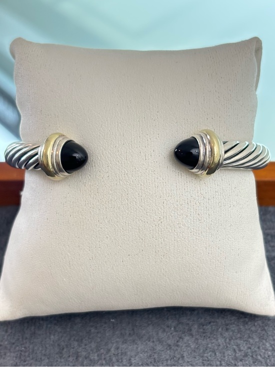 David Yurman Jewelry - David Yurman 925 & 14k Gold 7mm Cable Cuff with Black Onyx-Medium